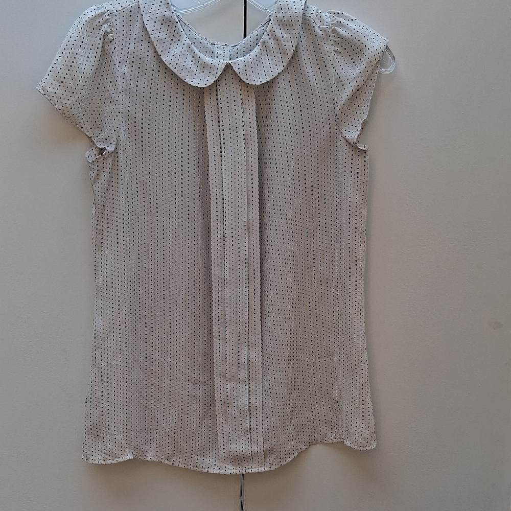 Source Unknown White Polka Dot Blouse